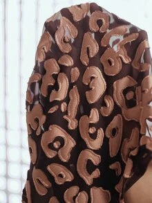 Anewsta Women's Vintage Leopard Print Burnout Sheer Top - Coffee Brown - View 8