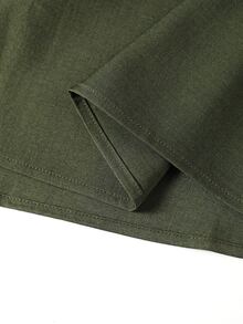 Rometta Plus Size Women's Colorblock Pleated Casual Party Dress Christmas - Army Green - View 7