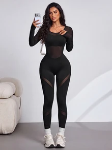 Slayform Women's Solid Color Casual Daily Travel Sports Jumpsuit - Black - View 5