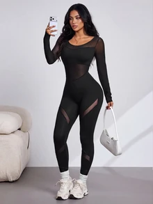 Slayform Women's Solid Color Casual Daily Travel Sports Jumpsuit - Black - View 1