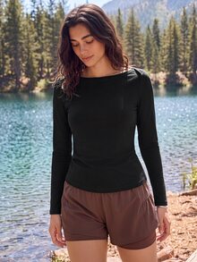 Exploreva YD3072 Black Long Sleeve T-Shirt - Black - View 5