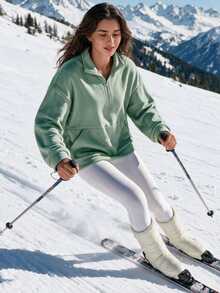 Exploreva Women's Solid Color Casual Daily Outdoor Top - Green - View 6