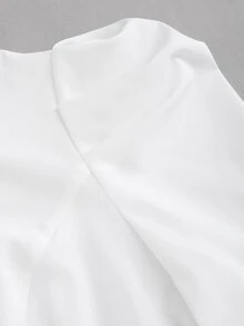 Sweetra Camisa de unicolor con ajuste entallado y mangas gigot, para mujer, primavera/verano, informal - Blanco - Ver 6