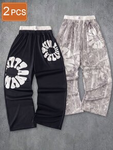 2pcs/Pack Boys Big Kids High Street Fashion Solid Color Knit Straight Leg Pants, Novel And Stylish, Comfortable Fabric, Suitable For Versatile Outfits, Summer New Style, Suitable For All Seasons - Multicolor - View 4
