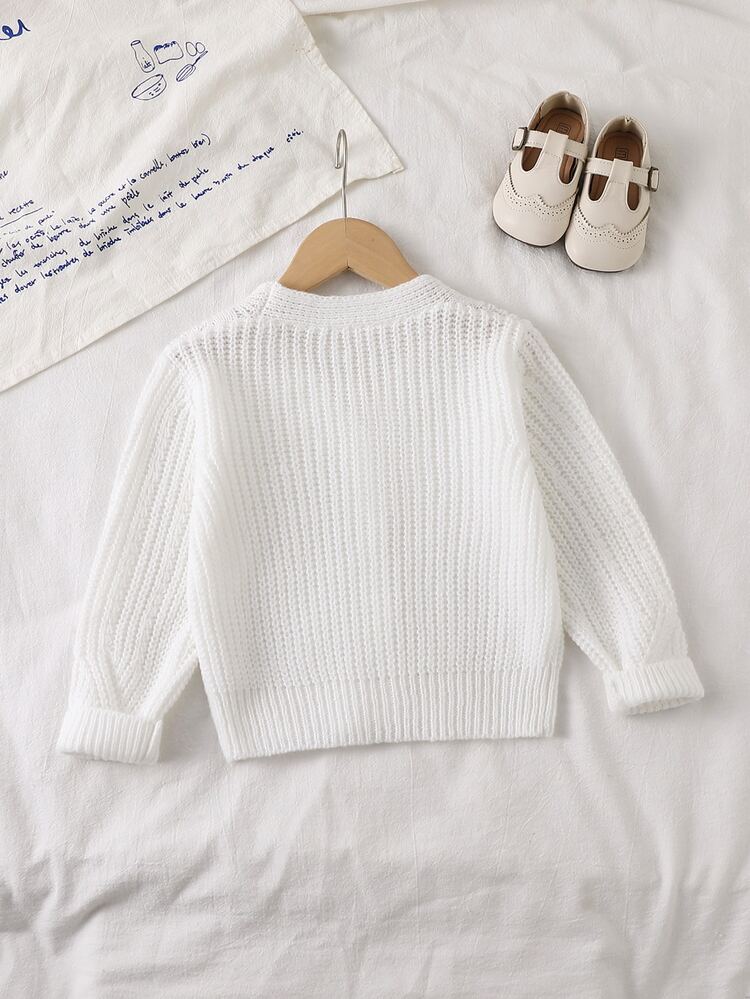 SHEIN Young Girl Solid Color Casual Versatile Daily Wear Cardigan Autumn Winter - Apricot - View 6
