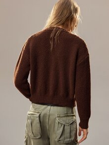 SoleilVie Women's 3D Floral Pattern Casual Daily Thin Cardigan - Coffee Brown - View 2