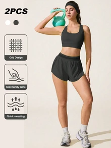 Velisys Velisys Casual Baggy Versatile Black Waistband Patchwork Mesh Slim Fit Flattering With Storage Pockets Sports Shorts Gym Jogging White Fall - Multicolor - View 3