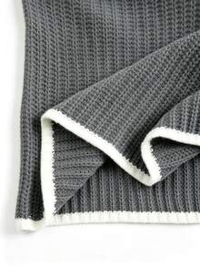 Franclia Autumn/Winter Plus Size Women's Knit Minimalist Casual Top, Fashion Flare Sleeve Bow Knot Versatile Pullover Sweater - Grey - View 6