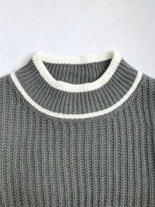 Franclia Autumn/Winter Plus Size Women's Knit Minimalist Casual Top, Fashion Flare Sleeve Bow Knot Versatile Pullover Sweater - Grey - View 3