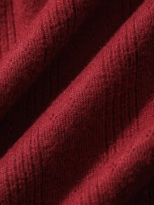 DAZY Women's Solid Color Bow Decor Long Sleeve Nightgown - Burgundy - View 7