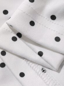 REIGN AVE Plus Size Women's Polka Dot Print Pleated V-Neck Sleeveless Casual Fitted Tank Top, Spring/Summer Graphic Tee - White - View 9