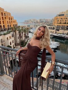 Silquee This Elegant Brown Satin Draped Dress, Featuring Bust Cup Detailing, Is An Ideal Choice For The Autumn And Winter Seasons-Perfect For Occasions - Brown - View 6