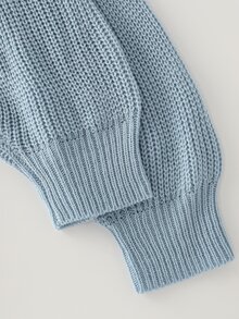 SHEIN Fall/Winter New Year Night Out Brunch Sweater 2 Pieces Set Blue Zip Hoodie Short Cardigan And Slim Flare-Leg Sweater Pants Spring Chic Knitwear Sweater - Baby Blue - View 8