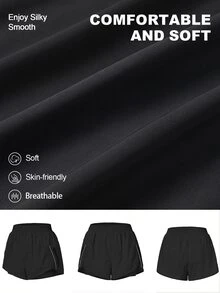 Eassivo Eassivo Solid Zip Pocket Sports Shorts Sweater Shorts - Black - View 3