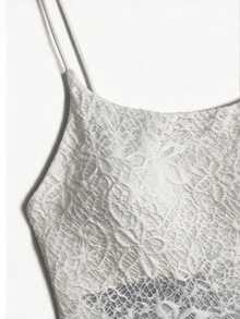 SHEIN Unity Women's Lace Spaghetti Strap Crop Top, Built-In Bra Backless Cut Out Slim Fit Going Out Vacation Night Out Cami White Summer Sexy Romantic - Apricot - View 6
