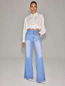 Anewsta Essential Modernt och trendigt tvättat blå jeans för alla säsonger, avslappnade och mångsidiga för pendling, med små designade hårdvarudetaljer för kvinnor - Ljustvätt - Visa 3