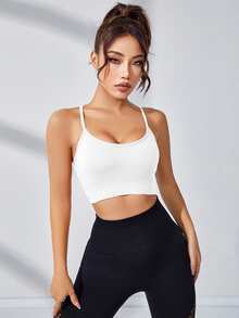 Eassivo Eassivo Crisscross Back Sports Bra - White - View 5
