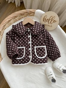 SHEIN 女嬰秋冬可愛百搭休閒保暖花卉圖案保暖內裡加厚外套 俱樂部正式款 - 彩色 - 查看 6