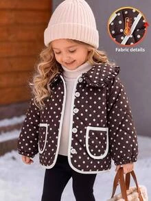 SHEIN 女嬰秋冬可愛百搭休閒保暖花卉圖案保暖內裡加厚外套 俱樂部正式款 - 彩色 - 查看 1