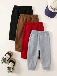 SHEIN 4pcs/Set Baby Boy & Girl Cute Autumn/Winter Casual Versatile Solid Color Elastic Waist Long Pants, All-Match Joggers Multi-Pack - Multicolor - View 2