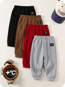 SHEIN 4pcs/Set Baby Boy & Girl Cute Autumn/Winter Casual Versatile Solid Color Elastic Waist Long Pants, All-Match Joggers Multi-Pack - Multicolor - View 6
