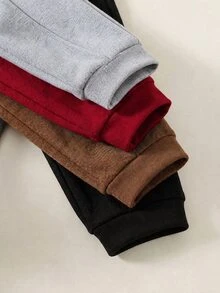 SHEIN 4pcs/Set Baby Boy & Girl Cute Autumn/Winter Casual Versatile Solid Color Elastic Waist Long Pants, All-Match Joggers Multi-Pack - Multicolor - View 3