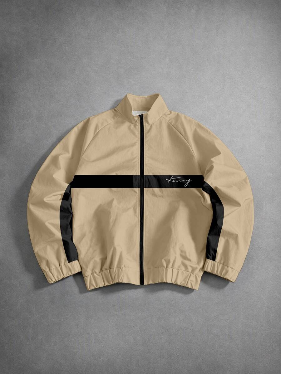 Manfinity EMRG Men's Colorblock Zipper Casual Versatile Daily Travel Long Sleeve Jacket - Multicolor - View 1