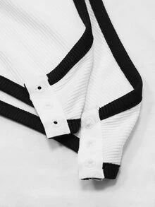 Resyla Women's Minimalist Tie-Up Ruched Striped Colorblock Bodysuit - White - View 4