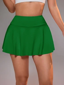 CourtClass CourtClass 女士网球羽毛球瑜伽健身跑步马拉松运动裙带口袋和衬里运动裙 - 綠色 - 查看 3