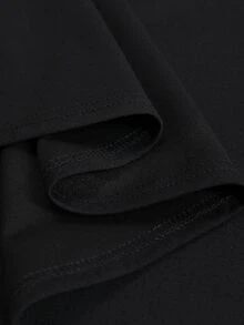Cravure Plus Size Women's Autumn/Winter Mesh Patchwork Cowl Neck Cinched Waist A-Line Elegant Party Dress Fall - Black - View 4