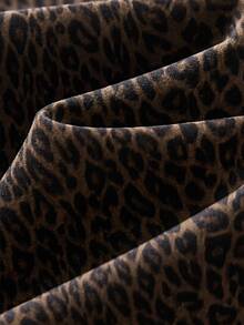 SHEIN MOD Plus Size Women's Leopard Print Flared Leg Jeans - Multicolor - View 4