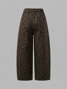 SHEIN MOD Plus Size Women's Leopard Print Flared Leg Jeans - Multicolor - View 2