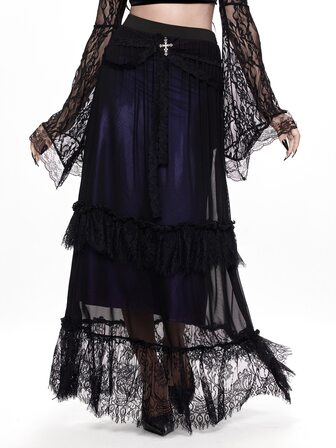 Goth Women's Lace Patchwork Casual Versatile Daily Wear Skirt