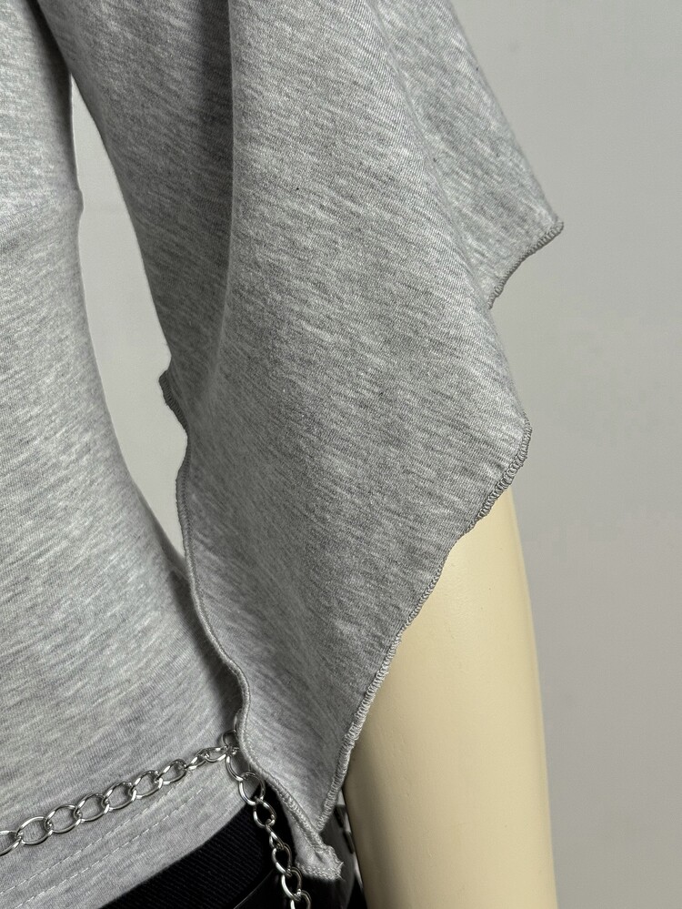EgrlEra Women's Sexy Deep V-Neck Bodycon Vintage Knit T-Shirt - Grey - View 7