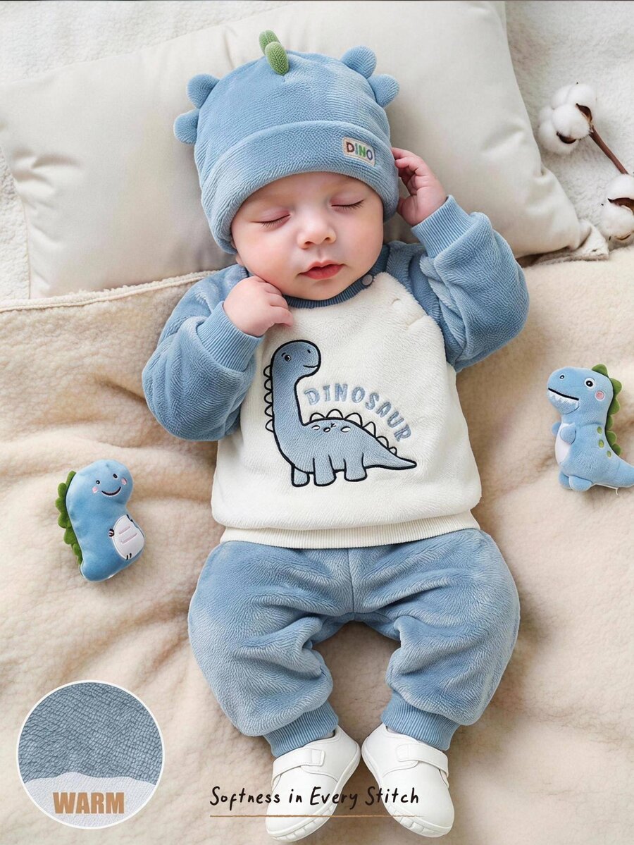 Cozy Pixies Newborn Baby Boy Cartoon Animal Pattern Thermal Lined Thick ...