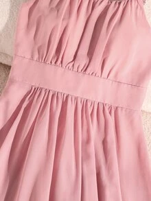SHEIN 少女纯色简约吊带连衣裙 - 粉色 - 查看 8
