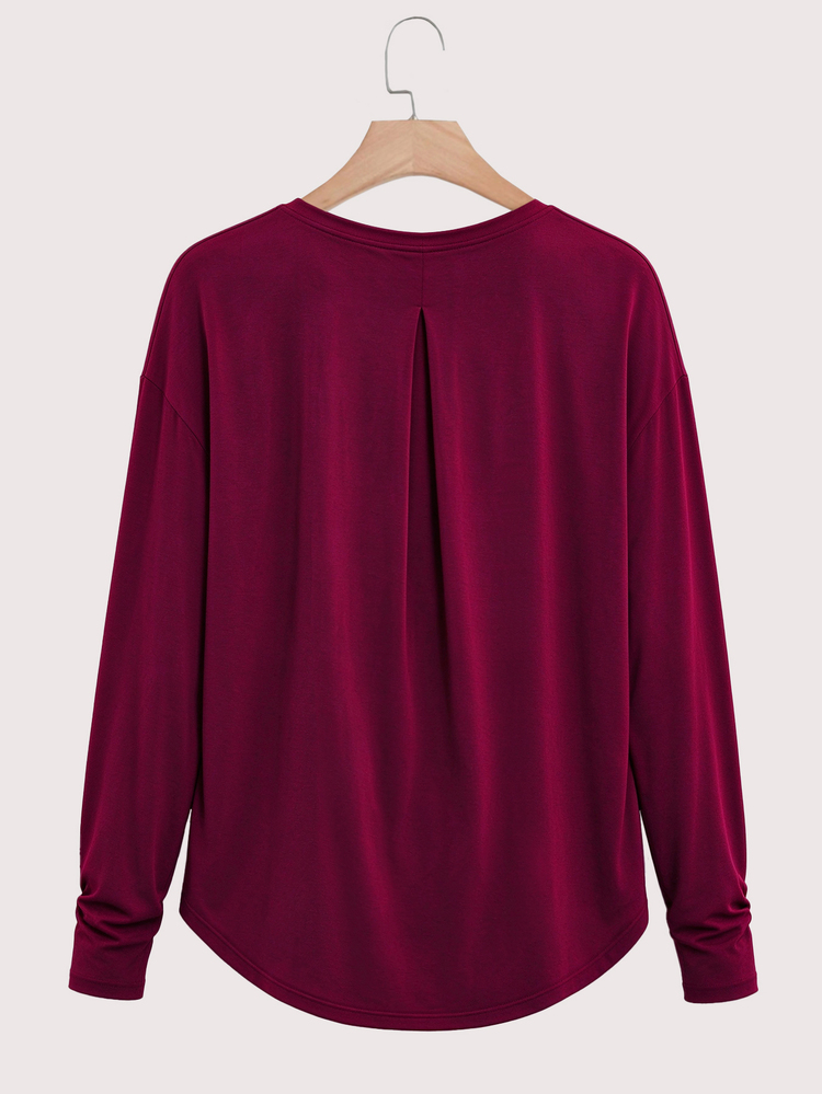 INAWLY Solva Women's Solid Color Casual Versatile Daily Long Sleeve Top - Multicolor - View 2