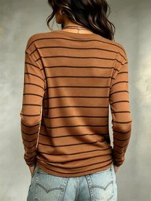 Trelyra Women's Round Neck Color Block Casual Everyday Wear Long Sleeve T-Shirt - Multicolor - View 2