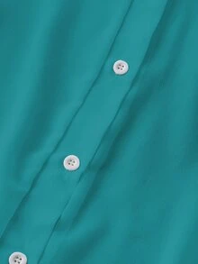 Franclia Camisa minimalista transparente unicolor con cuello vuelto - Agua verde azul - Ver 5