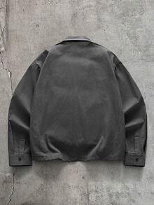 AXEPEAK 男士條紋字母刺繡圖案長袖襯衫與長褲休閒日常套裝 - 彩色 - 查看 9