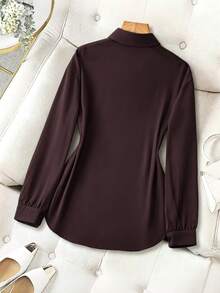 Franclia Women's Solid Color Casual Versatile Daily Wear Shirt - Purple - View 2