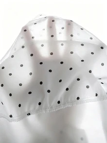 SHEIN Sweetra Young Teen Girls French Polka Dot Halter Neck Chiffon Tank Top, Summer New Elegant Backless Ruffle Layered Blouse, Casual, Outfit, Comfortable - Black and White - View 8