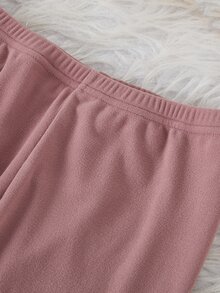女童粉色長袖長褲修身舒適居家服 - 粉色 - 查看 9