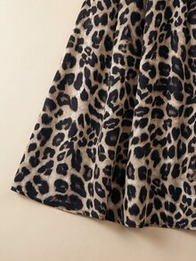 Franclia Plus Size Women Mid-High Waist Back Elastic Adjustable Pleated Draped A-Line Animal Leopard Print Long Skirt French Elegant Formal Office Summer Beige - Multicolor - View 7