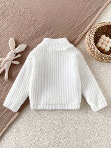 Baby Girl Young Girl Autumn/Winter Sweater Knit Pullover New Arrival. Unique Design, High Neck, Suitable For Festivals And Parties Like Halloween And Christmas, Also Perfect For Photoshoots, A Must-Have For Icons. - White - View 2