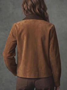 LUMIGAL معطف شتوي كاجوال بياقة للسيدات للخريف - بني - مشاهدة 2