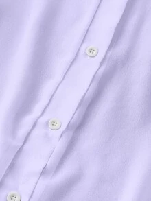 Franclia Turn-Down Collar Basic Sheer Solid Color Minimalist Casual Simple Elegant Shirt Brunch Light Purple Summer - Mauve Purple - View 6
