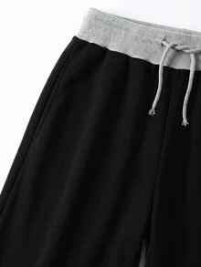 SHEIN 青少年女孩字母印花抽繩腰鬆垮休閒運動長褲 - 彩色 - 查看 4