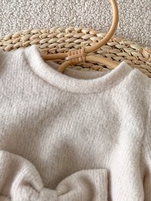 SHEIN Infant Girls Casual Ditsy Floral Long Sleeve Ribbed Dress, Autumn - Apricot - View 5