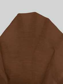 Elenzga Plus Size Women Solid Color Frill Trim Front Tie Sleeveless Blouse Top , Summer Casual Top - Brown - View 5
